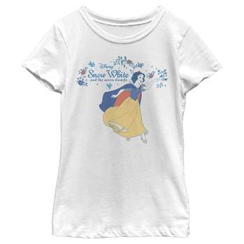 Girl's Snow White and the Seven Dwarfs Floral Branches Logo T-Shirt