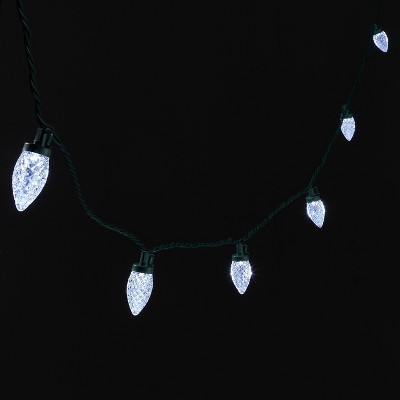 25ct LED C9 Faceted Christmas String Lights Cool White with Green Wire - Wondershop™
