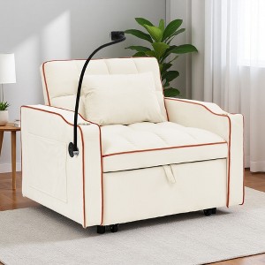 Convertible Sleeper Chair Sofa Bed with Adjustable Back, USB & Cup Holder - 1 of 4