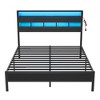 Furnulem Full  and Queen Bed Frame with Storage Headboard and LED Lights, Metal Bedframe with Charging Station and USB Port, No Box Spring Needed - 3 of 4