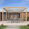 PURPLE LEAF Louvered Pergola Outdoor Aluminum Pergola with White Adjustable Rainproof Roof Wood Grain Frame Hardtop Gazebo for Patio Deck Garden - 2 of 4