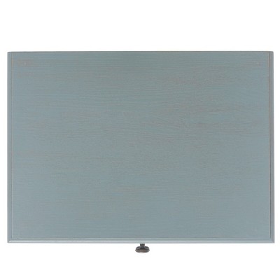 Charming Transitional Blue Wood End Table with Dual Storage Drawers