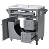 NicBex Bathroom Vanity with Top Sink,Multi-Functional Bathroom Sink Vanity with 2 Drawers and a Tip-out Drawer,30" Bathroom Sink Cabinet,Gray - 4 of 4