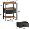 Nightstand with Charging Station, Bed Side Table with Adjustable Fabric Drawer, 3-Tier Storage - 2 of 4