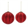 Ribbed Red Glass Ball Ornaments – Set of 4 - 2 of 4