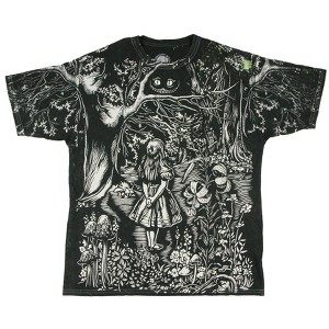 Alice In Wonderland Men's Cheshire Cat Forest Adult Short Sleeve T-Shirt - 1 of 3
