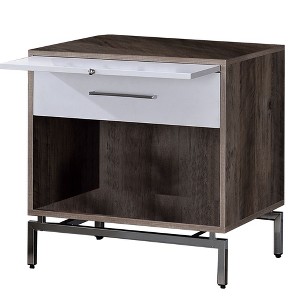 Royal Hampton Accent Table with Open Storage and Pull Out Tray, Brown and White - 1 of 1