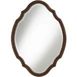 Noble Park Oval Cut Vanity Wall Mirror Rustic Rich Bronze Beaded Frame Beveled 25 3/4" Wide for Bathroom Bedroom Living Room Home