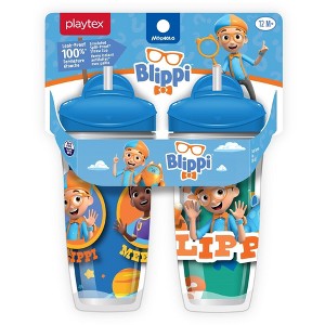 Playtex Baby – Sipsters Stage 3 Insulated Straw Cups, 9 oz, 2-Pack, Blippi & Meekah, Spill-Proof & Leak-Proof, BPA-Free - 1 of 4