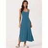 cheibear Women's Sleeveless Racer Back Full Slip Camisole Midi Nightgowns - 2 of 4