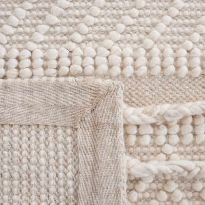 Ivory Hand-Tufted Wool 4' x 6' Braided Rectangular Rug