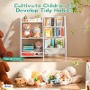 Vynxaria Bookshelf Series 24 in. Wide White Metal 3-Shelf Kids Bookcase with Extra Pocket - 3 of 4