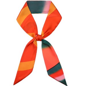 INSPIRE CHIC Women's Striped Printed Skinny Long Satin Silky Neck Scarves 1Pc - 1 of 4