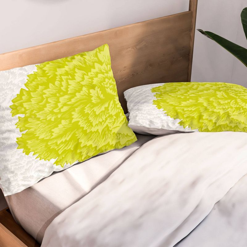 Caroline Okun Lucent Standard Lightweight Pillowcase Heathered Gray/Lime - Deny Designs, 3 of 5