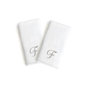 Linum Home Textles Monogrammed Luxury 100% Turkish Cotton Novelty White Hand Towels  (Set of 2) - 1 of 1