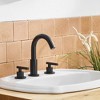 BWE 8 in. Widespread Double Handle Bathroom Faucet With Pop-up Drain Assembly in Matte Black - 3 of 4