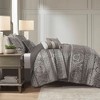 AENKYO Queen Jacquard Comforter Set, Traditional Weave 7-Piece Bedding with Shams & Pillow, Grey All-Season Collection - 4 of 4