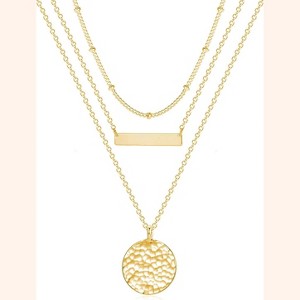 Layered Coin & Moon Phase Necklace, 14K Gold Plated Dainty Choker for Women - 1 of 4