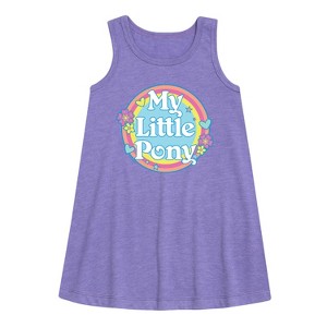 Girls' - My Little Pony - Retro Rainbow Badge Graphic Sleeveless Aline Dress - 1 of 3