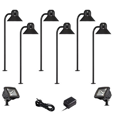 John Timberland Jayce Black 8-Piece LED Landscape Path and Flood Light Set