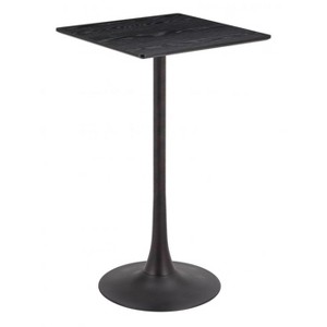 Bar Table 41.7"H Black – Faux Wood MDF Square Top with Powder-Coated Steel Pedestal Base, Modern Indoor Accent by Zuo Modern - 1 of 4