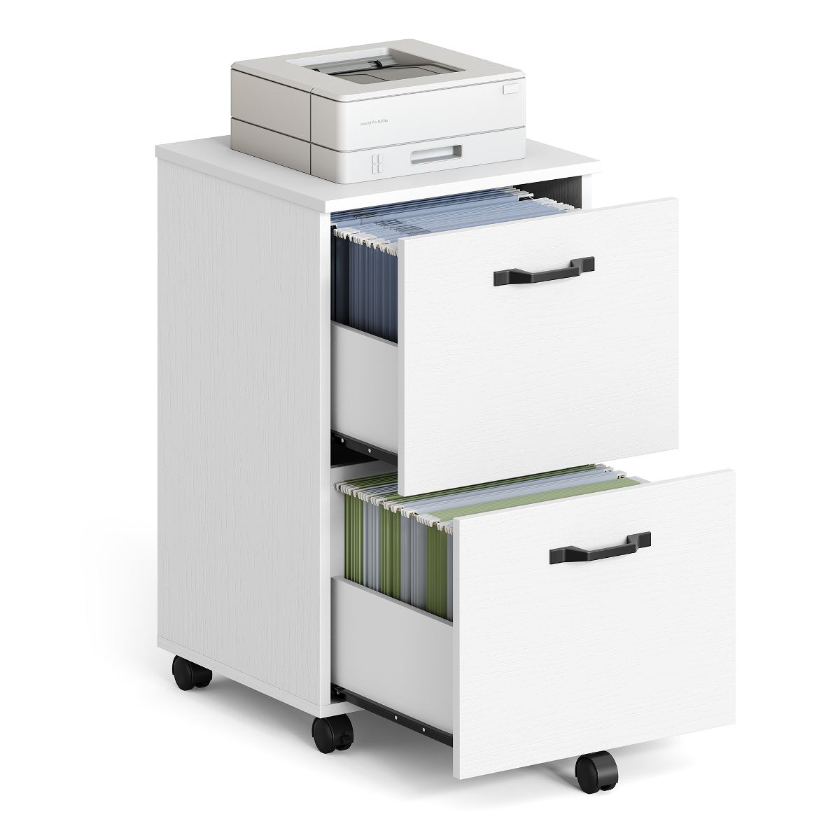 2-Drawer File Cabinet, Filing Cabinet for Home Office, Small Rolling File Cabinet, Printer Stand, Hanging File Folders, Modern Style