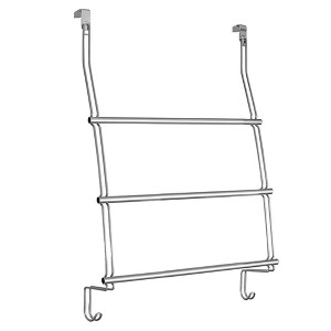 iDESIGN Classico Steel OverTheDoor Towel Rack with Storage Hooks Chrome - 1 of 4