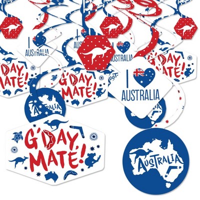 Big Dot of Happiness Australia Day - G'Day Mate Aussie Party Hanging Decor - Party Decoration Swirls - Set of 40