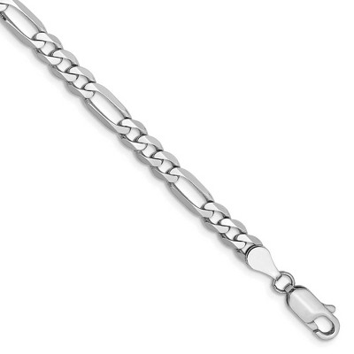 Black Bow Jewelry 4.5mm, 14k White Gold, Flat Figaro Chain Bracelet