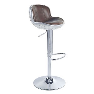 Adjustable Swivel Bar Stool with Low Back, Leather Upholstery, Metal Base and Footrest, Stylish and Comfortable Seating for Kitchen - 1 of 4