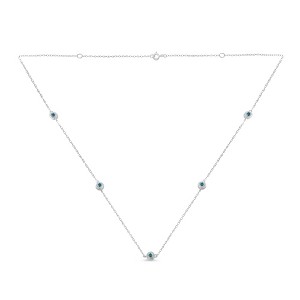 Haus of Brilliance Sterling Silver Treated Blue Color 1/2 Cttw Diamond Station Necklace - 1 of 4