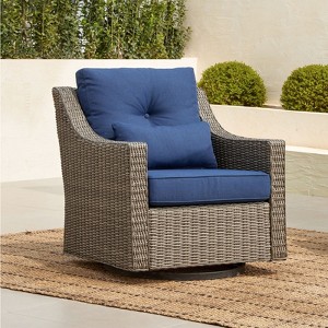 Spruce & Spring Outdoor Wicker Patio Outdoor Sofa Swivel Chair Coffee Table - 1 of 4