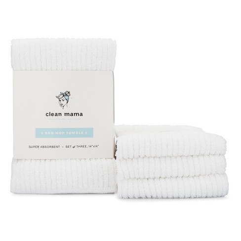 Clean Mama 100% Cotton Set Of 6 Bar Mop Towels - 19 X 16 (white