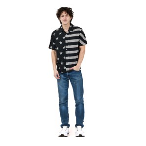 Stars & Stripes United States Flag Men's Collared Button-Up Short Sleeve Shirt - 1 of 4