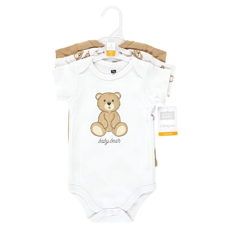 Hudson Baby Cotton Bodysuits, Teddy Bears 3-Pack, 2 of 6