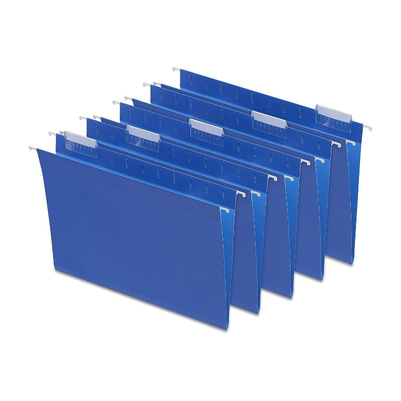 Staples Hanging File Folders 5-Tab Letter Size Blue 25/Box (163501) TR163501, 1 of 7