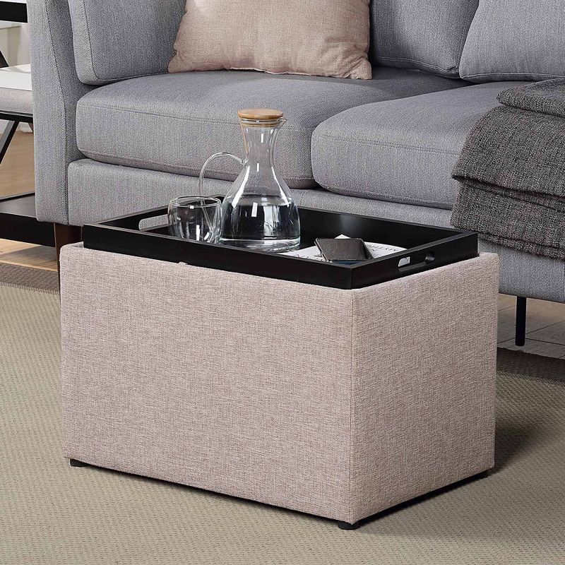 Breighton Home Luxe Comfort Storage Ottoman with Reversible Tray Top Lid Tan Fabric, 5 of 7