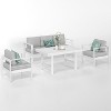 Heynemo Aluminum Patio Furniture Set, 4 Pcs Modern Outdoor Conversation Set Couch Sofa with Upgrade Cushion and Dining Table - 2 of 4