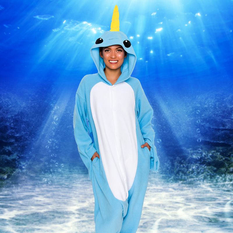 FUNZIEZ! - Narwhal Adult Unisex Novelty Union Suit Costume for Halloween, 3 of 8