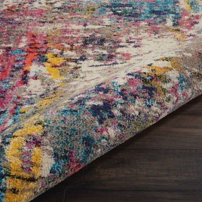 Ivory Abstract Synthetic 4'x6' Stain-Resistant Area Rug
