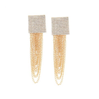 SOHI Women's White Chain Drop Earrings