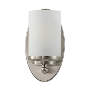 Dewdrop Farmhouse 1-Light Bathroom Vanity Light Brushed Nickel Iron Finish with Glass Shade ETL Certified Wall Mounted Fixture for Bedroom Hallway - 1 of 4