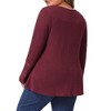 Agnes Orinda Women's Plus Size Waffle Lace Patchwork Long Sleeve V Neck Casual Flowy Blouse - 4 of 4