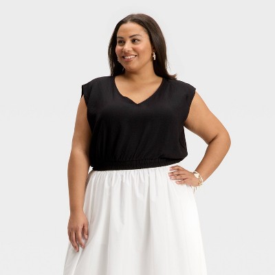 Women's Modern Gauze V-Neck Blouse - A New Day™