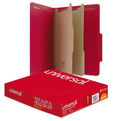 Universal Pressboard Classification Folders Letter Six-Section Ruby Red 10/Box 10303