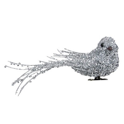 Northlight Sequined Bird Christmas Ornament with Clip - 7.5" - Silver