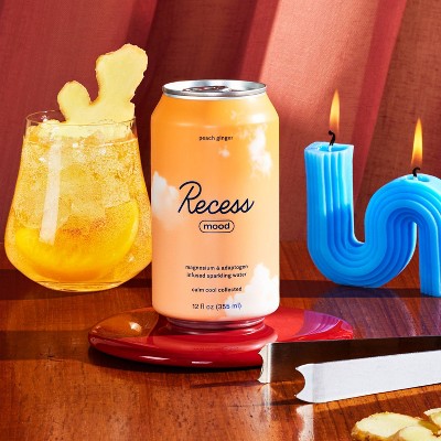 Recess Mood Peach Ginger Sparkling Water with Magnesium L-Threonate - 12 fl oz Can