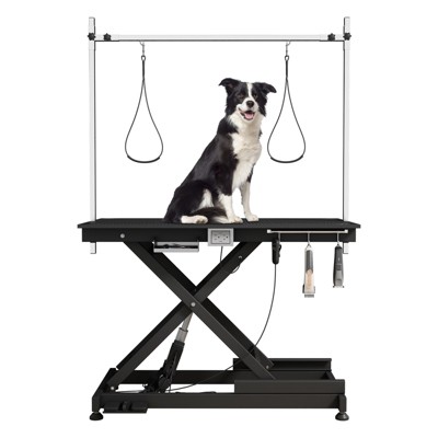 VisioGear 49.6" Dog Pet Grooming Table with Adjustable Height, Pet Dog Cat Grooming Table, Black, 49.6"*26"*36"