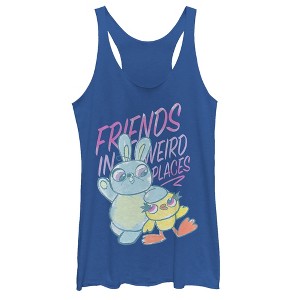 Women's Toy Story Ducky & Bunny Weird Places Racerback Tank Top - 1 of 3