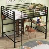 Streamdale Full Size Metal & Wood Loft Bed with L -shaped desk and shelves, Black and Brown - 3 of 4